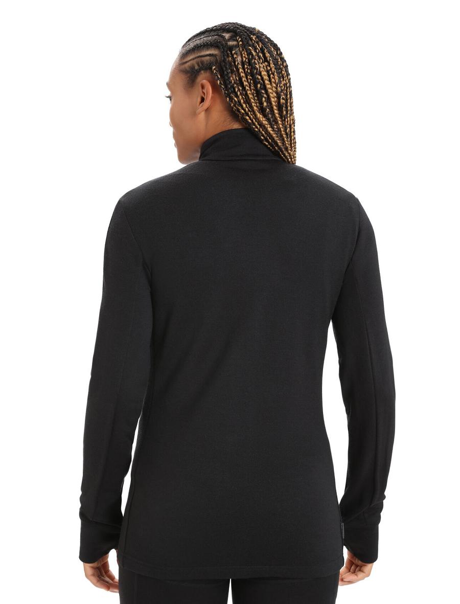 Icebreaker Merino Quantum III Long Sleeve Zip Női Kapucnis Pulóver Fekete | HU 1681NWYB